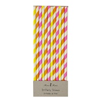 Neon Coloured Striped Paper Party Straws By Meri Meri